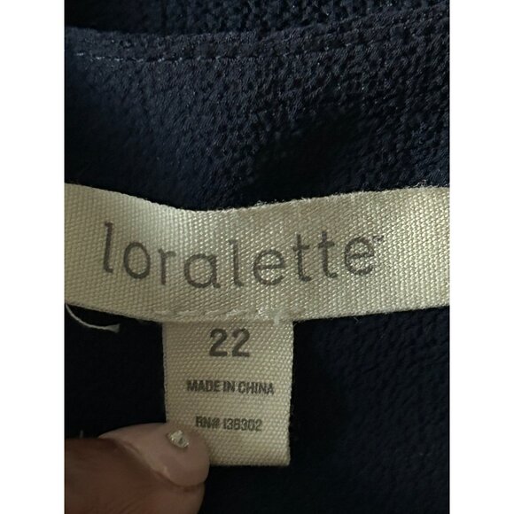 Loralette Plus Size 22 Navy High-Waisted Tie-Front Shorts With Pockets - Picture 3 of 6